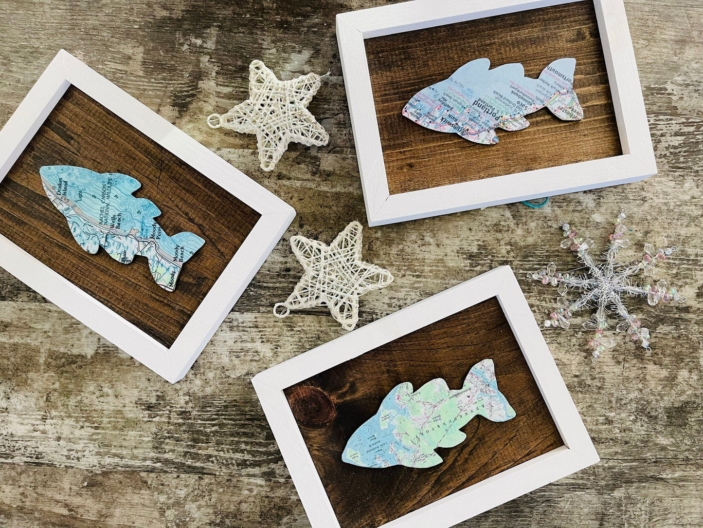 Customizable Framed Fish Maps
