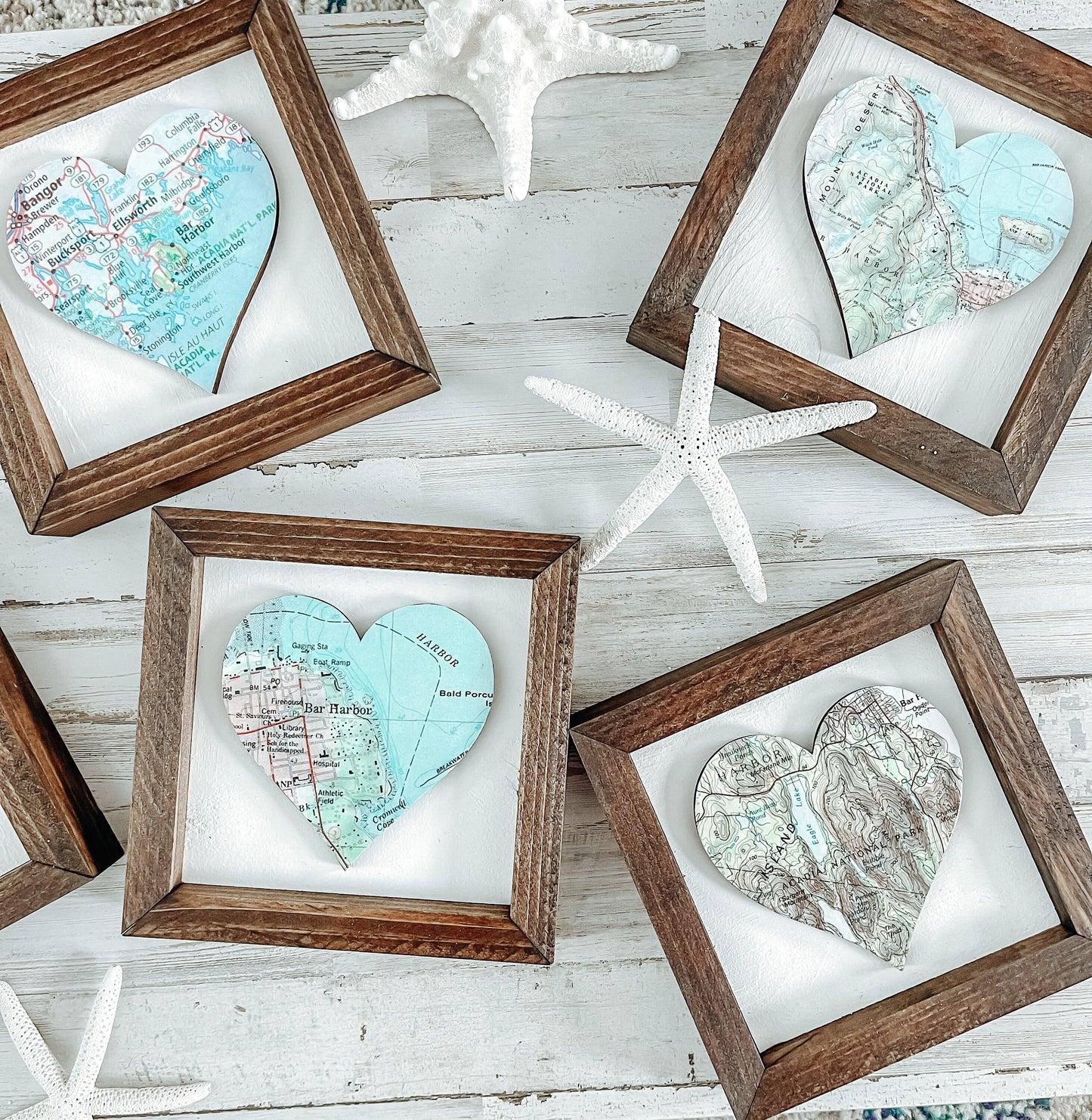 Framed Personalized Town Heart Maps