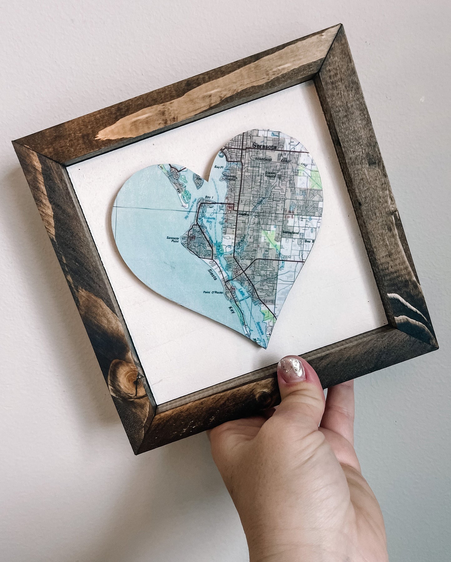 Framed Personalized Town Heart Maps