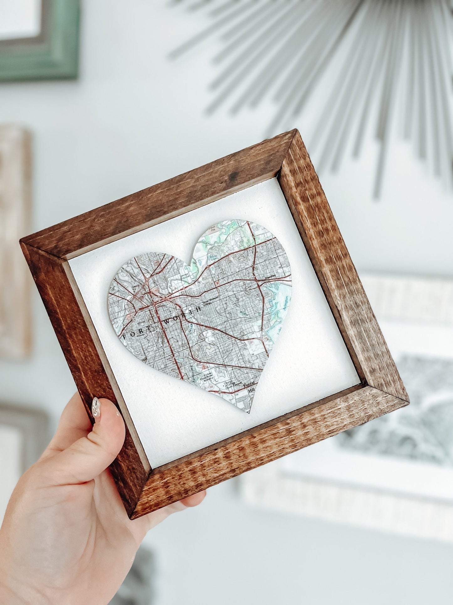Framed Personalized Town Heart Maps