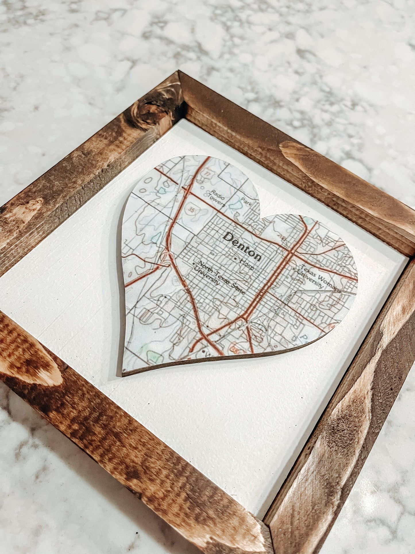 Framed Personalized Town Heart Maps
