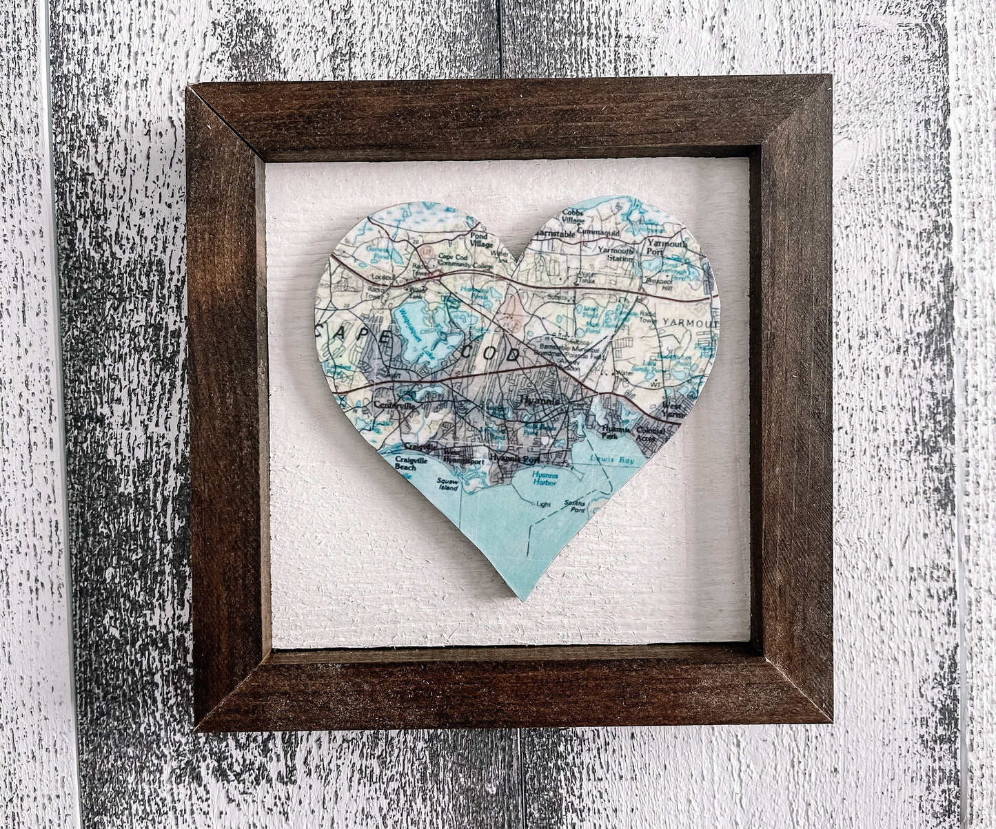 Cape Cod Massachusetts Framed Heart Map