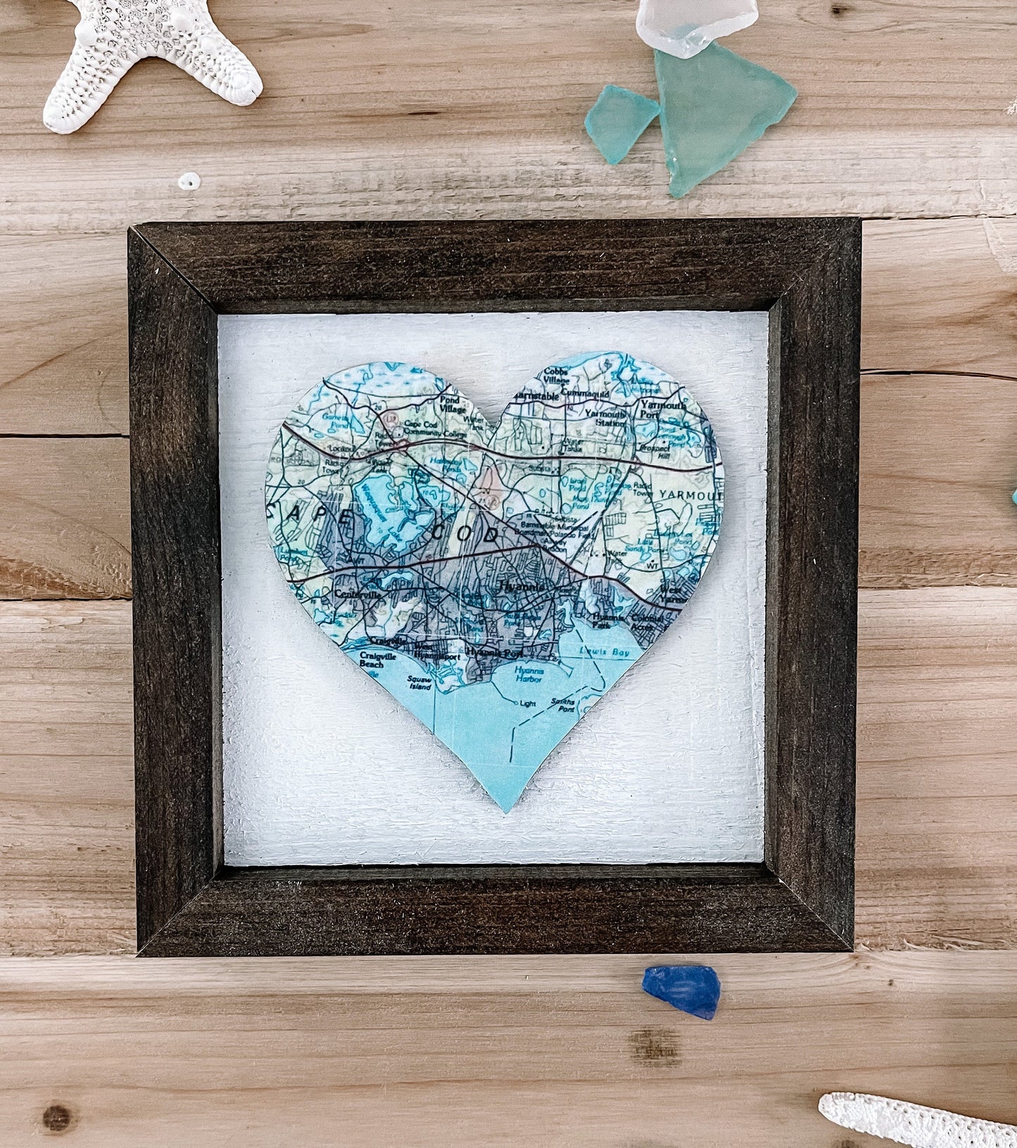 Cape Cod Massachusetts Framed Heart Map