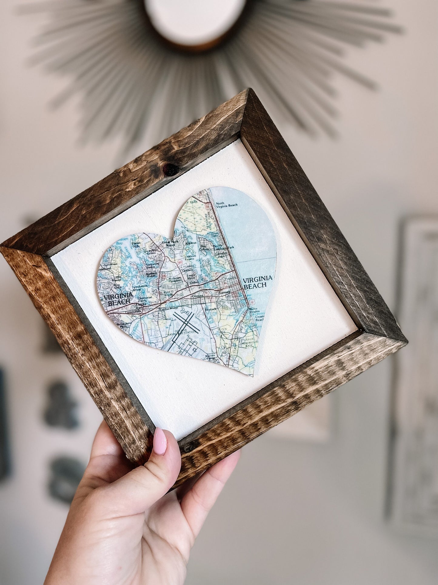 Framed Personalized Town Heart Maps