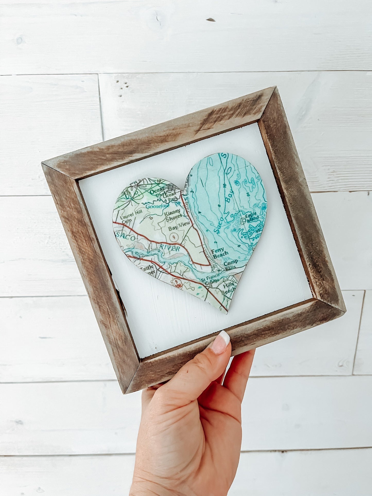 Framed Personalized Town Heart Maps