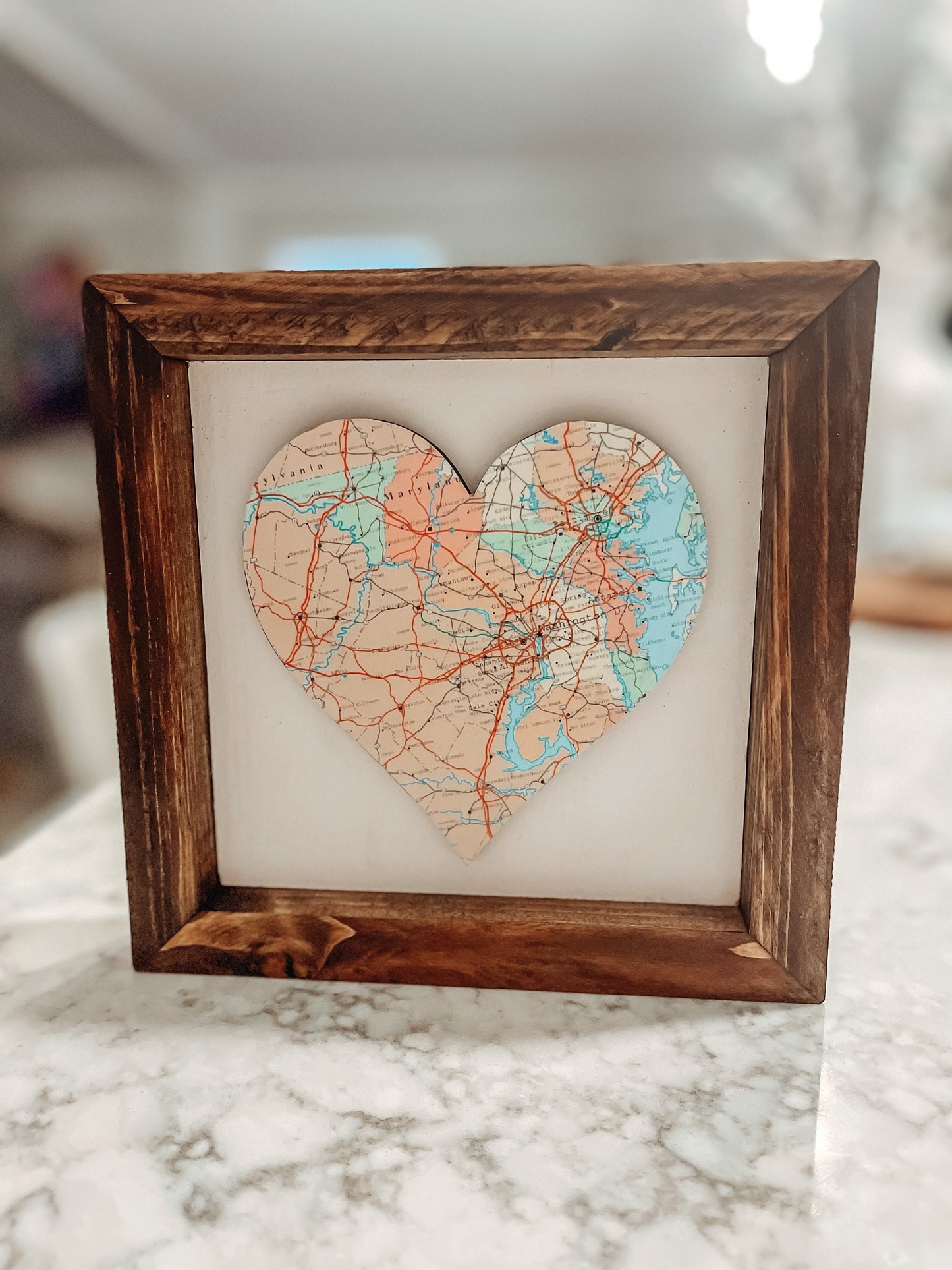Framed Personalized Town Heart Maps