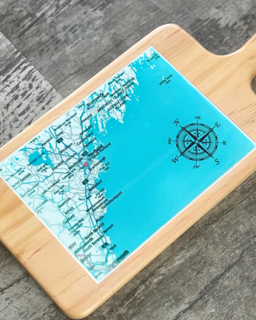 Personalized map charcuterie wine cheese board