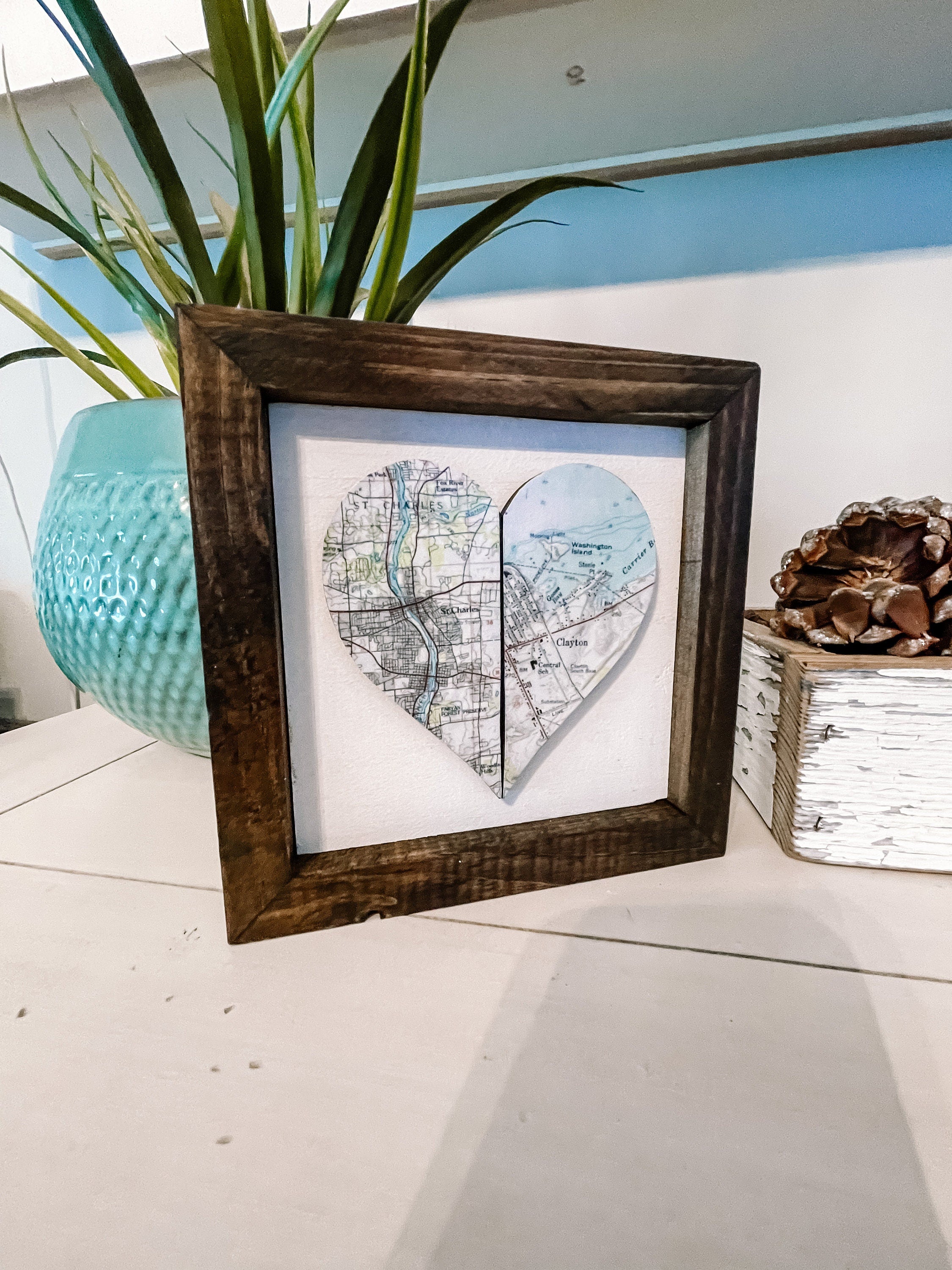 Custom Heart Map Personalized Heart Map with Two Maps – Pretty Little Detailz