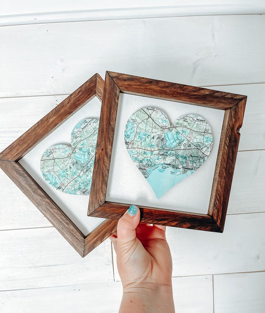 Cape Cod Massachusetts Framed Heart Map