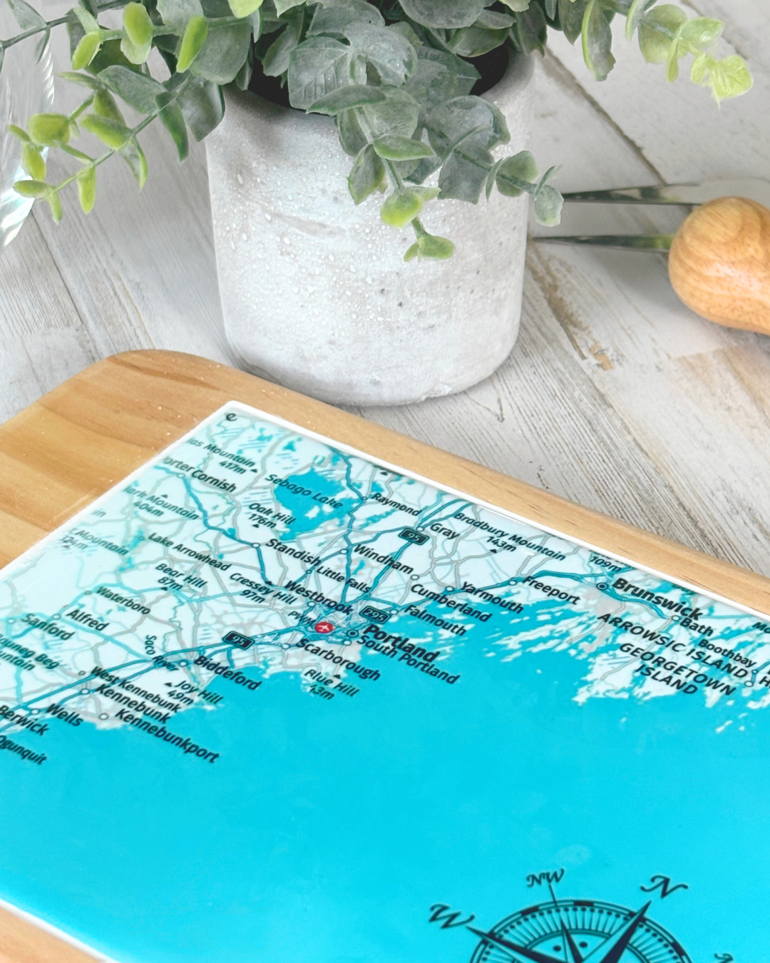 Personalized map charcuterie wine cheese board