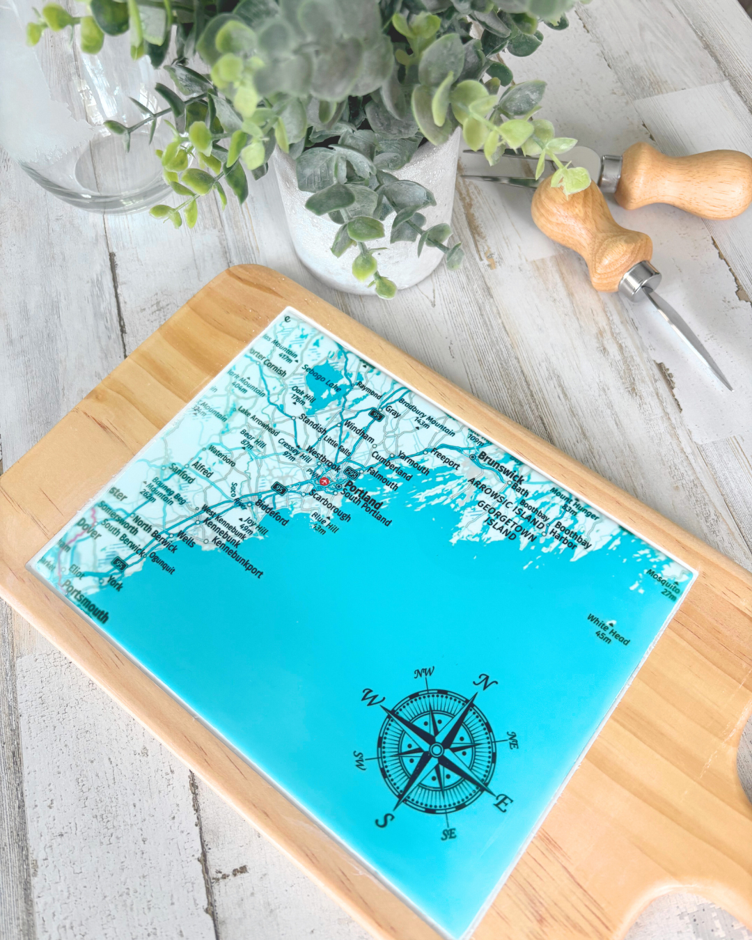 Personalized map charcuterie wine cheese board