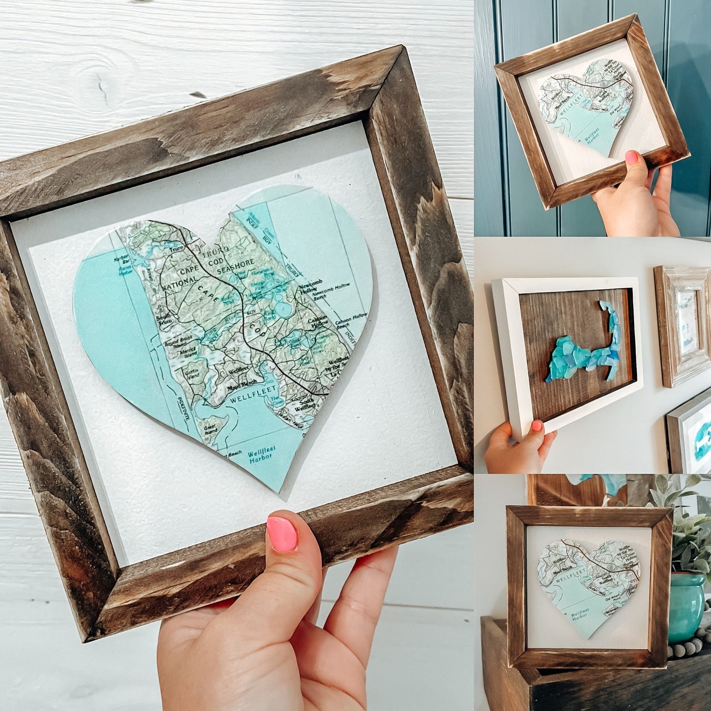 Cape Cod Massachusetts Framed Heart Map
