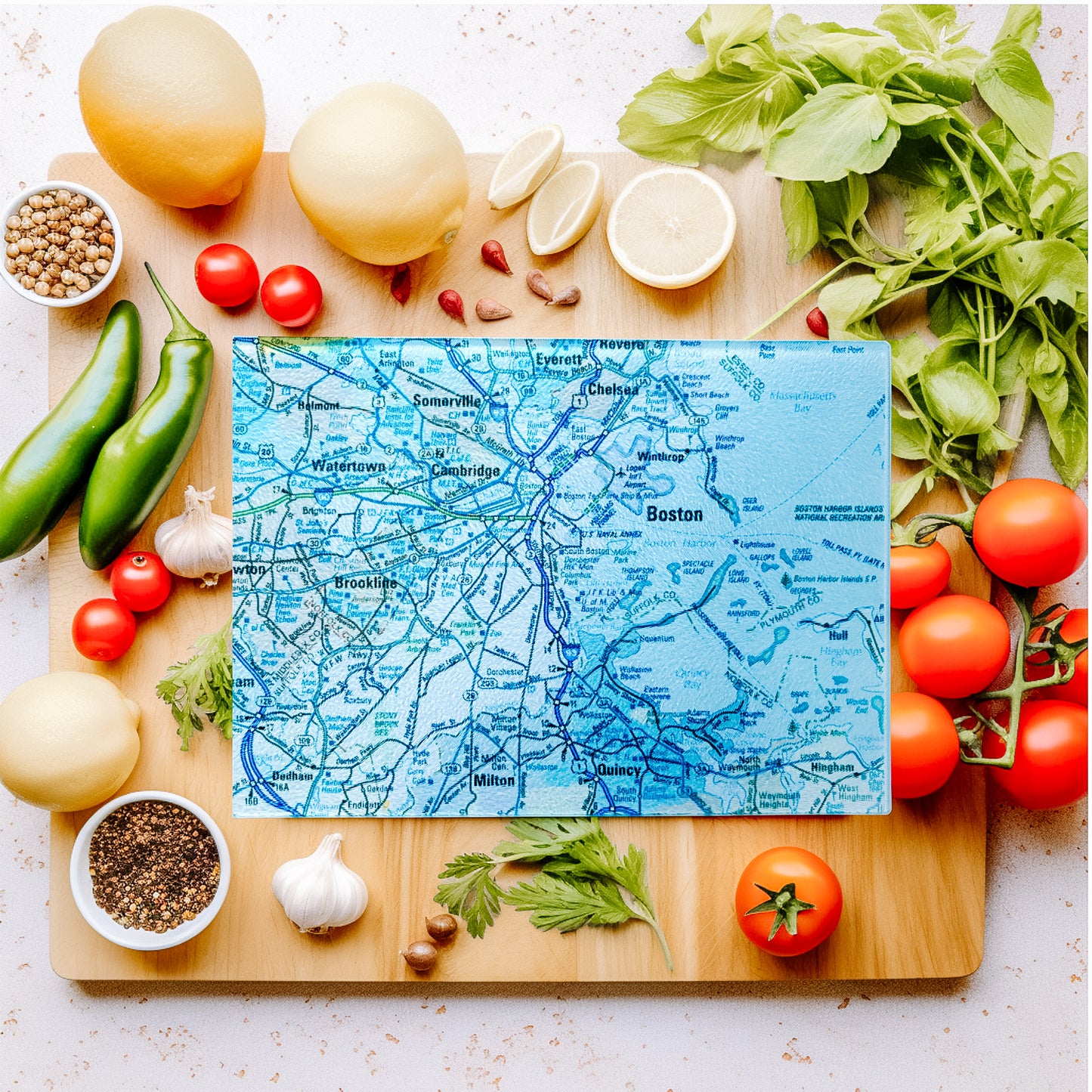 Personalized Glass Cutting Board with Custom Map