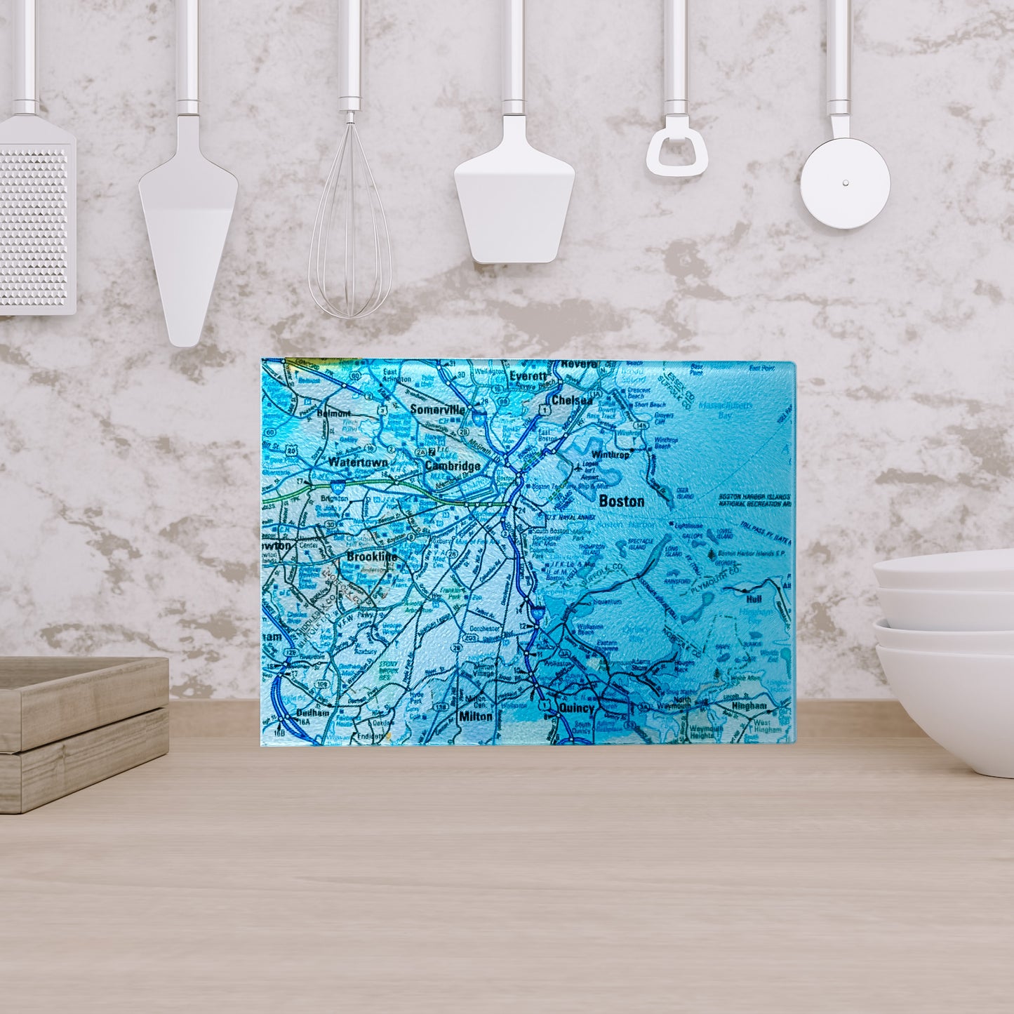 Personalized Glass Cutting Board with Custom Map
