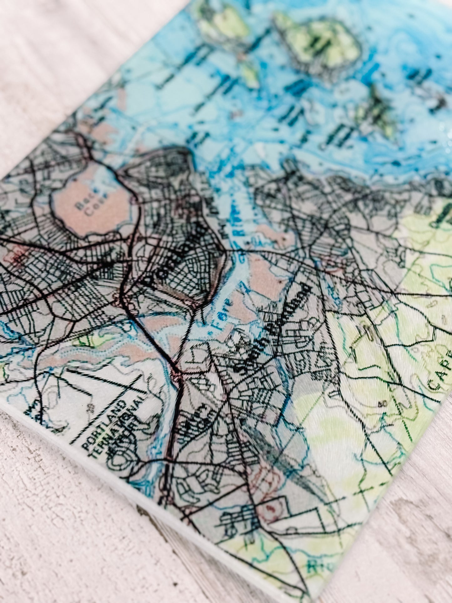 Personalized Glass Cutting Board with Custom Map