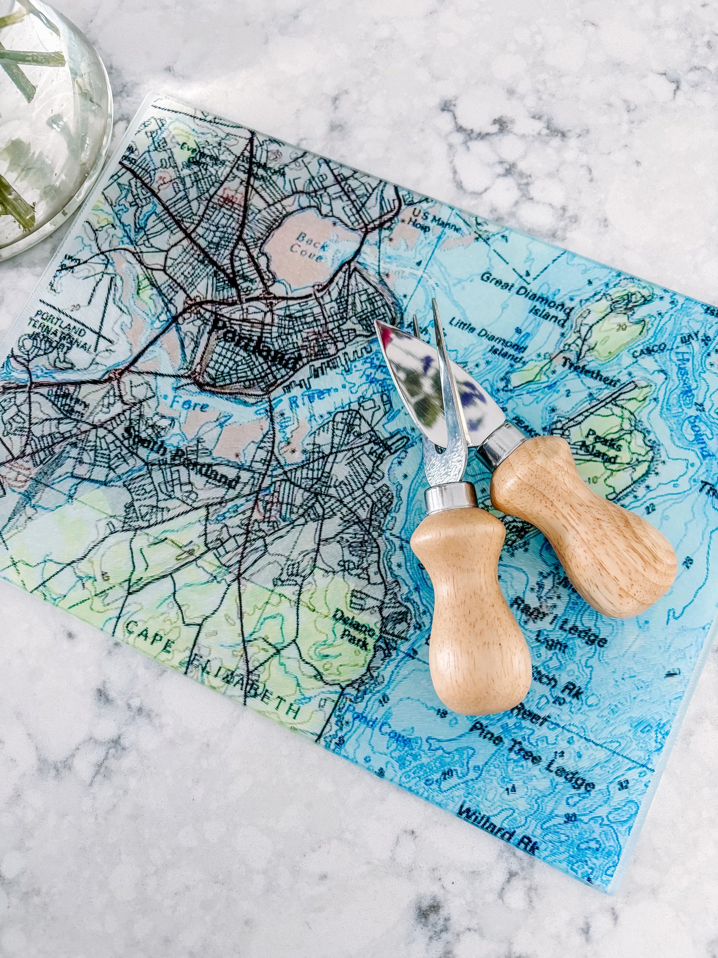 Personalized Glass Cutting Board with Custom Map