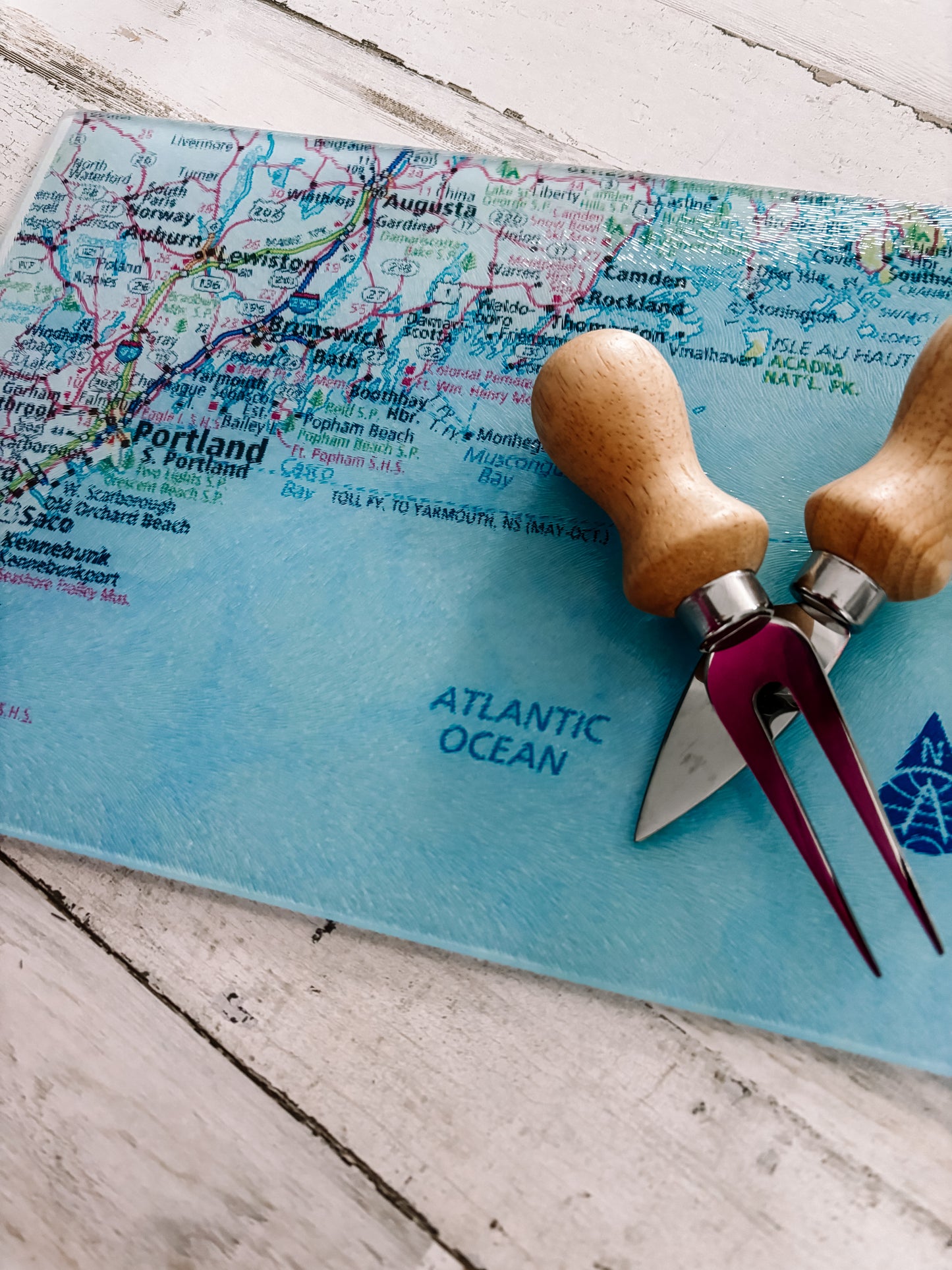 Personalized Glass Cutting Board with Custom Map