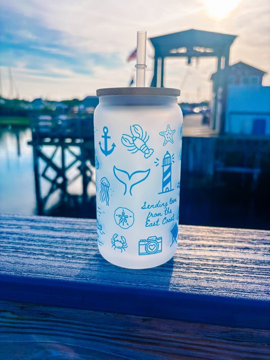 East Coast Icons Frosted Can Glass with Bamboo Lid
